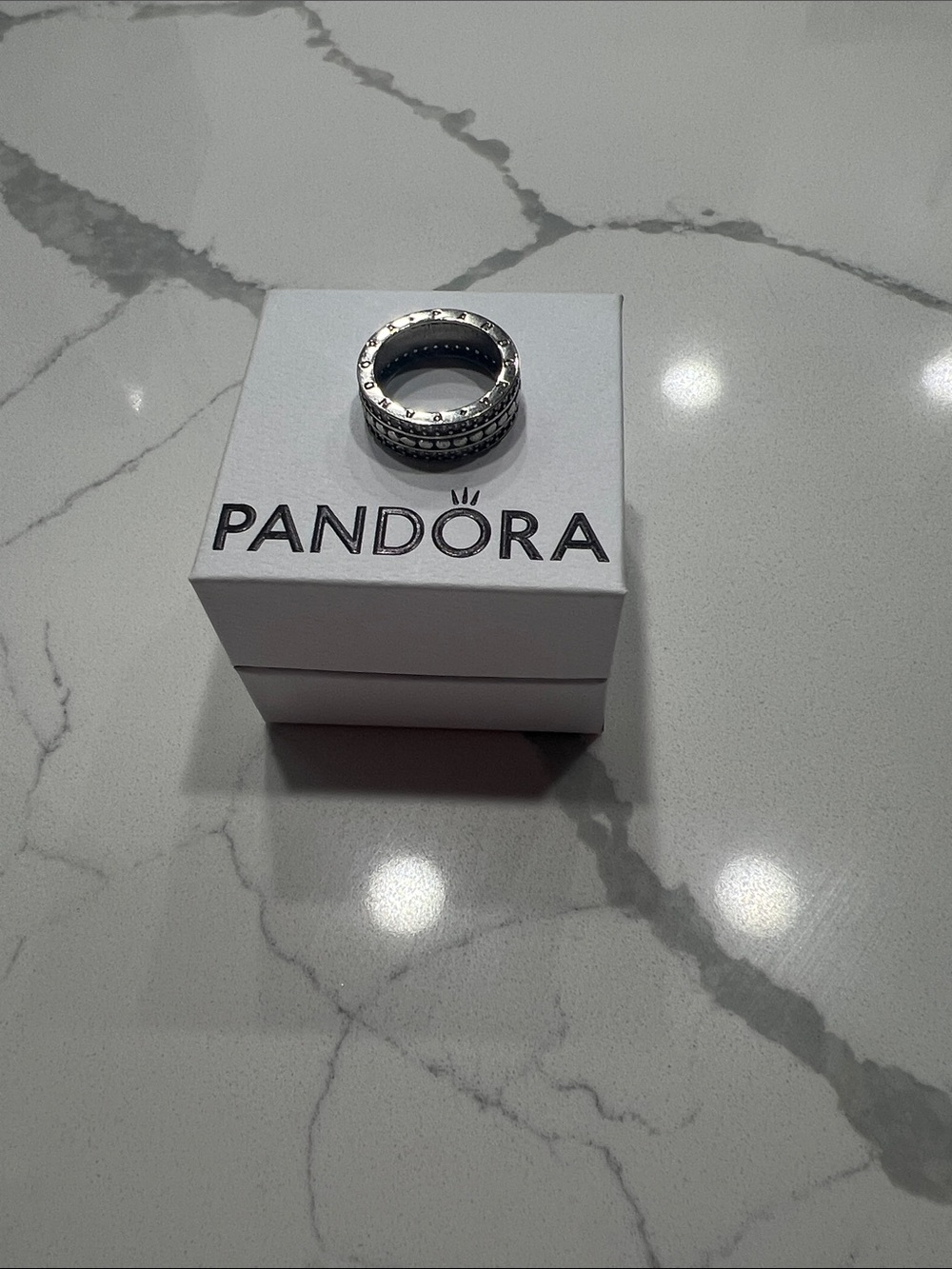 Pandora Silver Stacked Band Ring - Picture 2 of 5